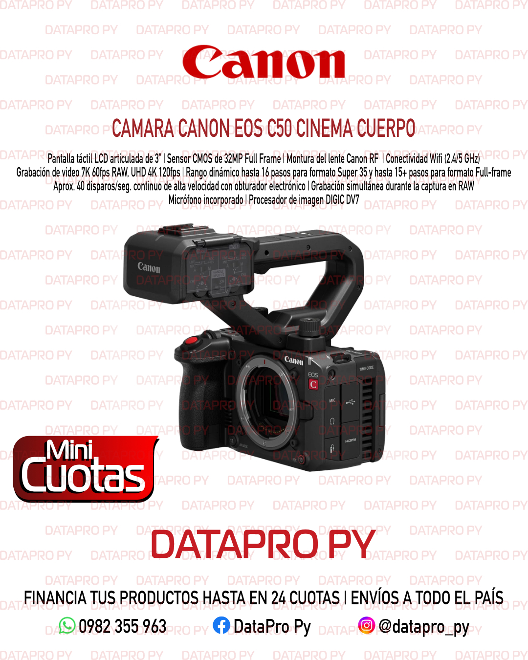 Cámara Canon EOS C50 Cinema Cuerpo